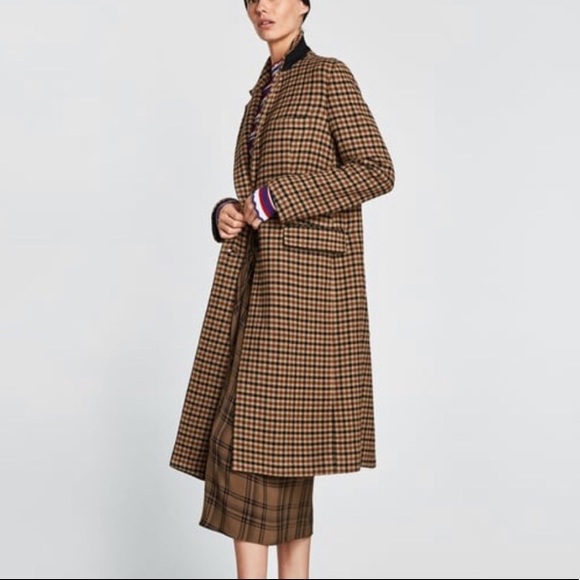zara check coat